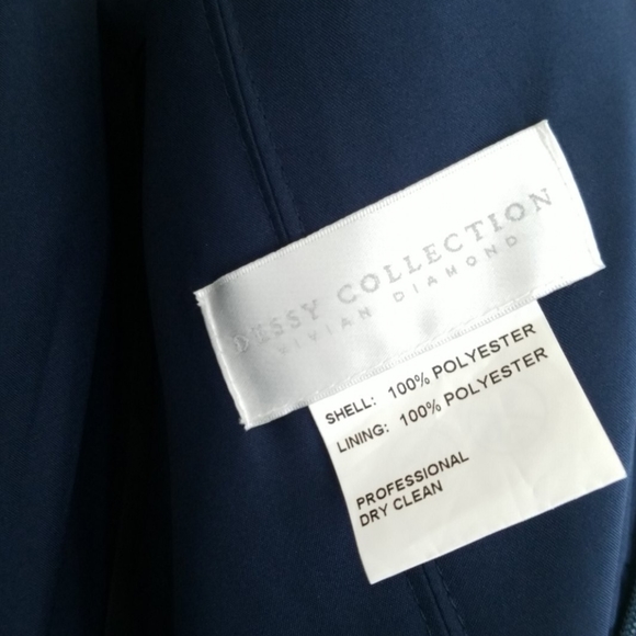 Dessy Collection Vivian Diamond Navy Formal Gown - Picture 5 of 7